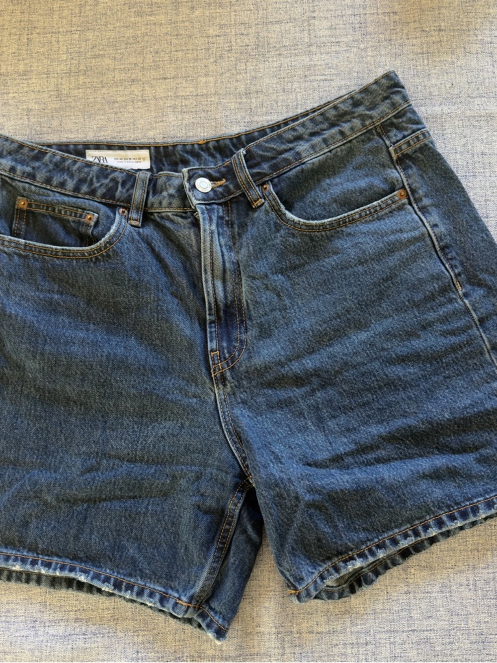 Zara Dark Blue Denim High Waist Jean Shorts- 10